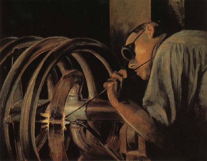 Grant Wood Helix Welder oil painting picture